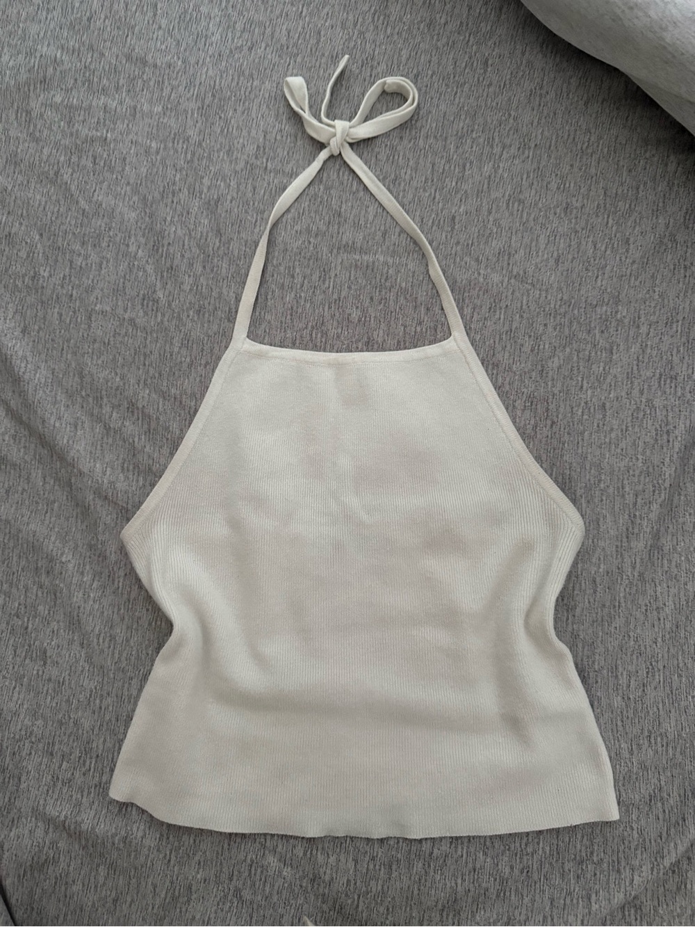 Brandy Melville Cream Ribbed Crop Tank